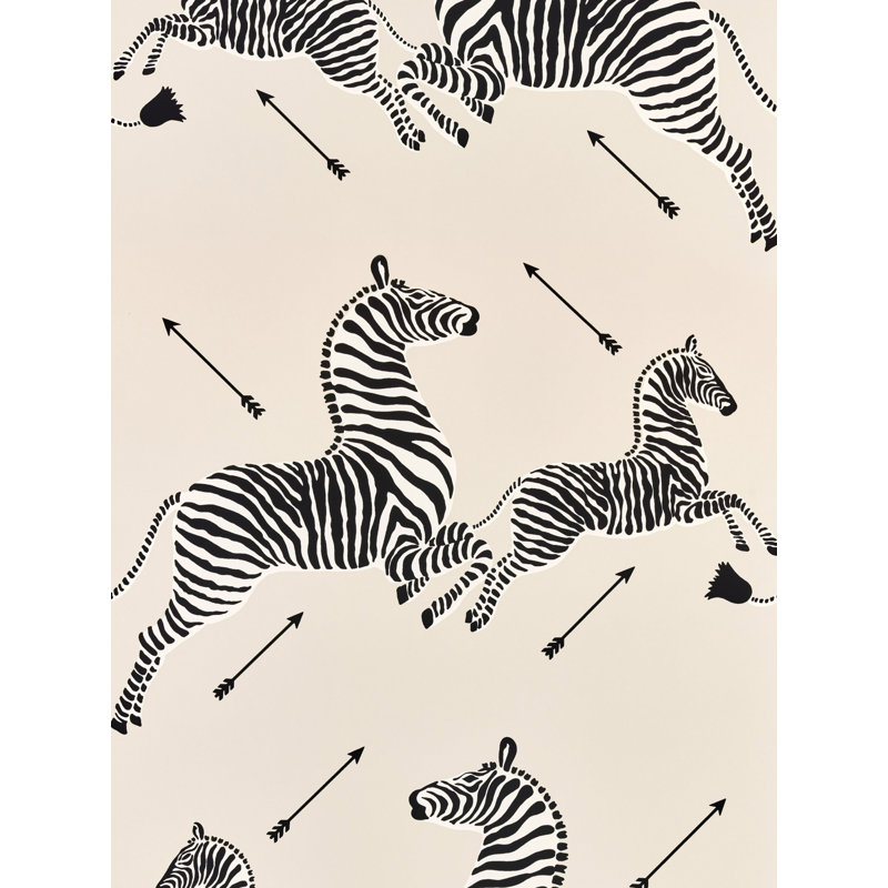 Zebras Wallpaper Roll by Scalamandré, Sandstone