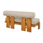 Ensemble de conversation d'extérieur en bois d'acacia avec coussin de dossier rond 4 pièces Kavaro-126208131
