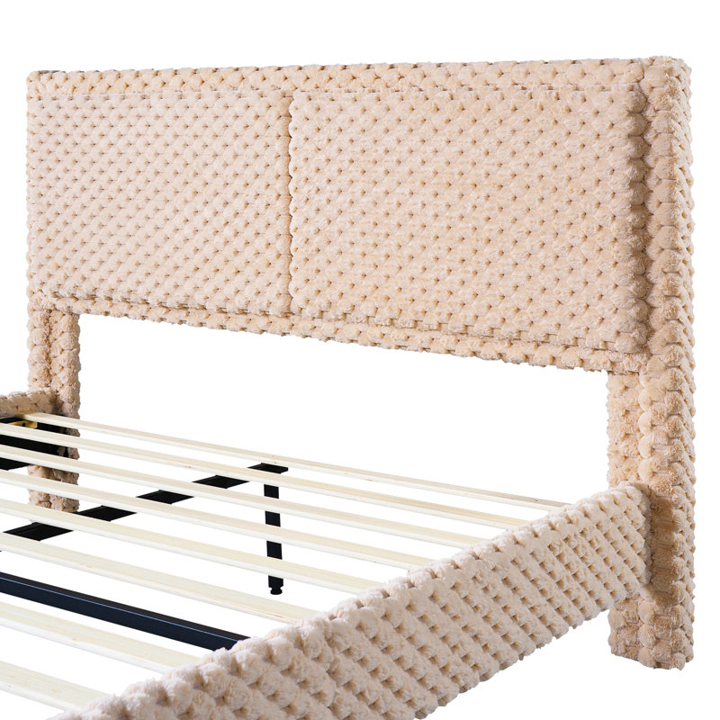 Lit pour grand lit Camel Tones avec structure douce, de soutien et stable pour la peau de la chambre à coucher