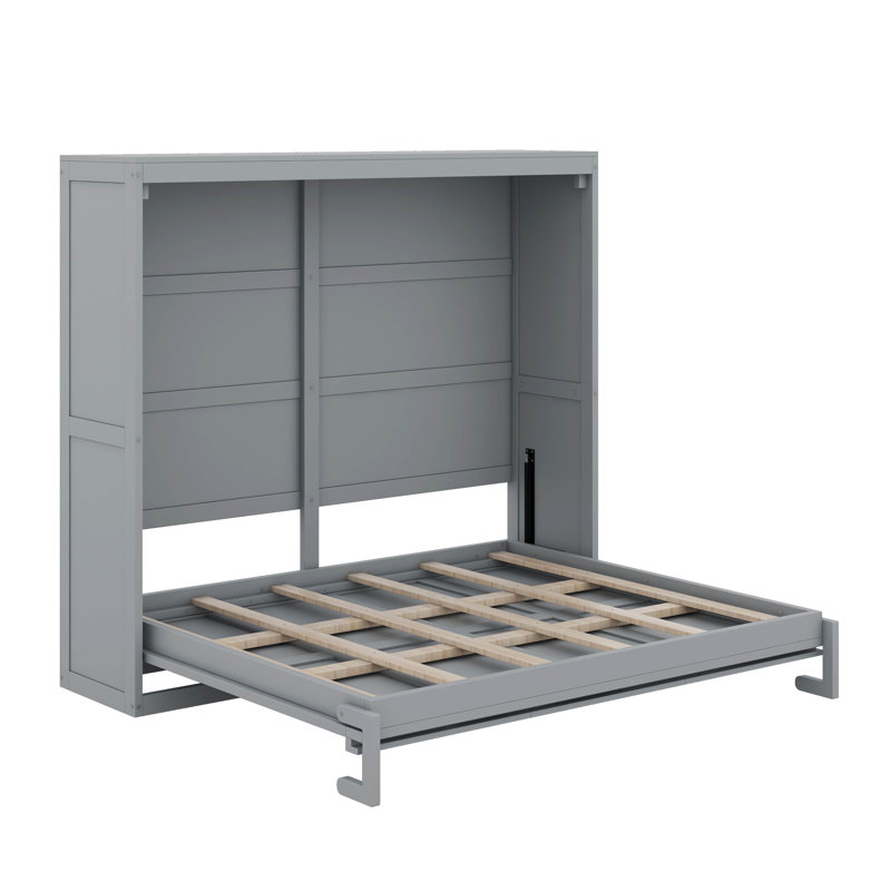 Lit escamotable double, Gris, Lit double
