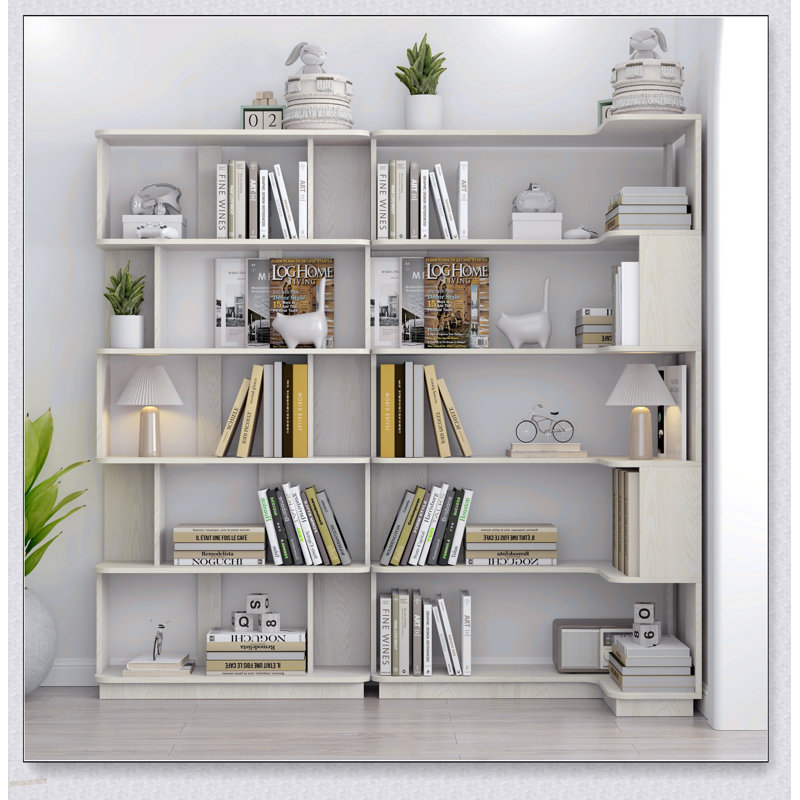 Bibliothèque de coin polyvalente et peu encombrante avec combinaison libre et extensible, ensemble de 2 tablettes de présentation en plusieurs couleurs pour des agencements flexibles