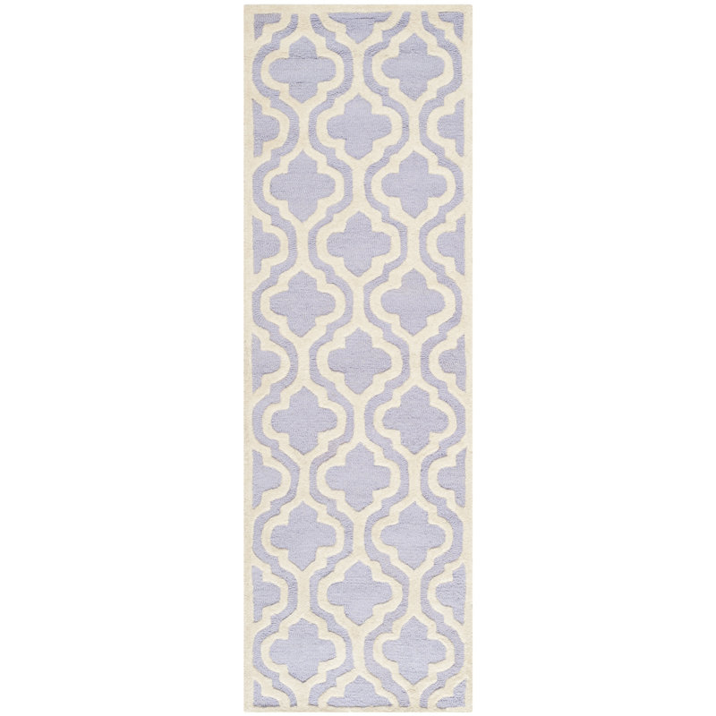 Tapis géométrique en laine touffeté à la main Cambridge, Coureur 2'6" x 12'
