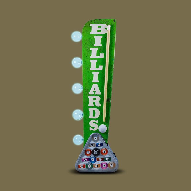 Billiards Pool Cue LED Marquee Sign