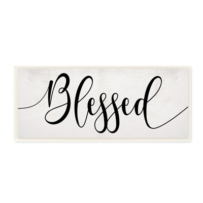 " Blessed Phrase Bold Cursive Faith Based Typography " Graphic Art Print