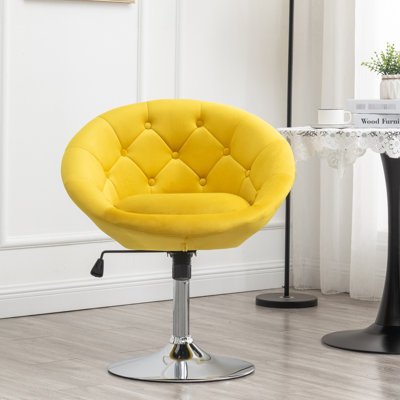 Chaise en velours Kimo jaune - pivotant à 360 degrés et pivotant confortable