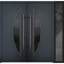 Façade extérieure avant double portes en métal / deux fenêtres en verre anthracite teinté émaillé anthracite / deux avec fenêtre extérieure Sidelite / entrée moderne peinte à gauche 84 po x 80 po-111445295
