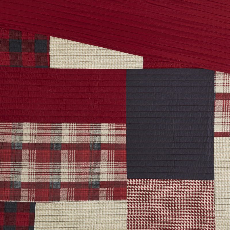 Ensemble de courtepointe surdimensionnée en coton Sunset par Woolrich, Édredon très grand / très grand californien Cou, Rouge