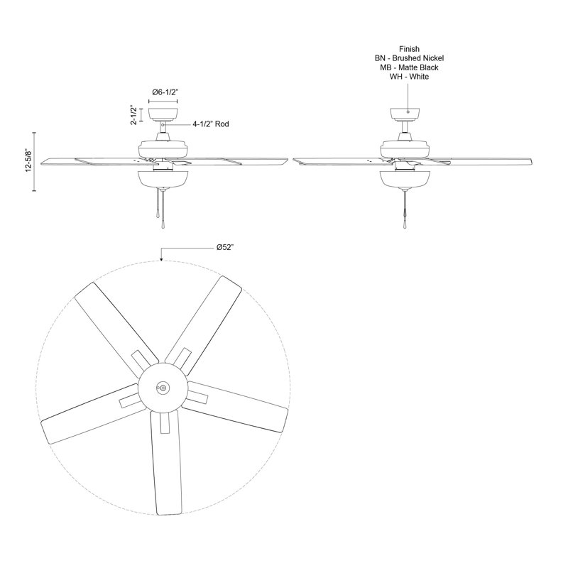 Erikson LED Ceiling Fan, Matte Black, Black