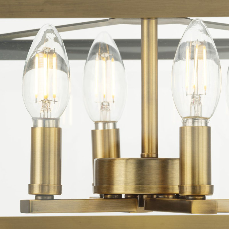 Galil Glass Semi Flush Mount, Vintage Brass