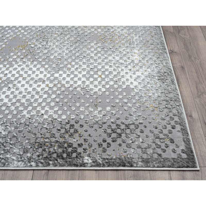 Middleburgh Geometric Gray Area Rug, Rectangle 5'3" x 7'6"
