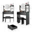 Ensemble de coiffeuse à miroir rond 17 po + tabouret moelleux à DEL-1256061396
