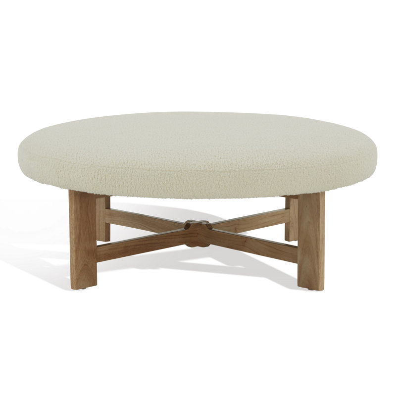 Vinny Round Ottoman, Cream Boucle