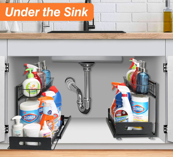 Plastic;Steel Under Sink Organizer MooJ Color: Black