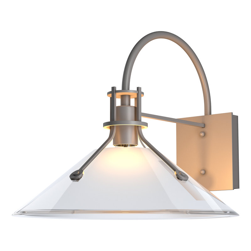 Henry Glass Shade Outdoor Barn Light, Clear Glass, Coastal Burnished Steel, 12.9" H x 14.4" W x 16.8" D