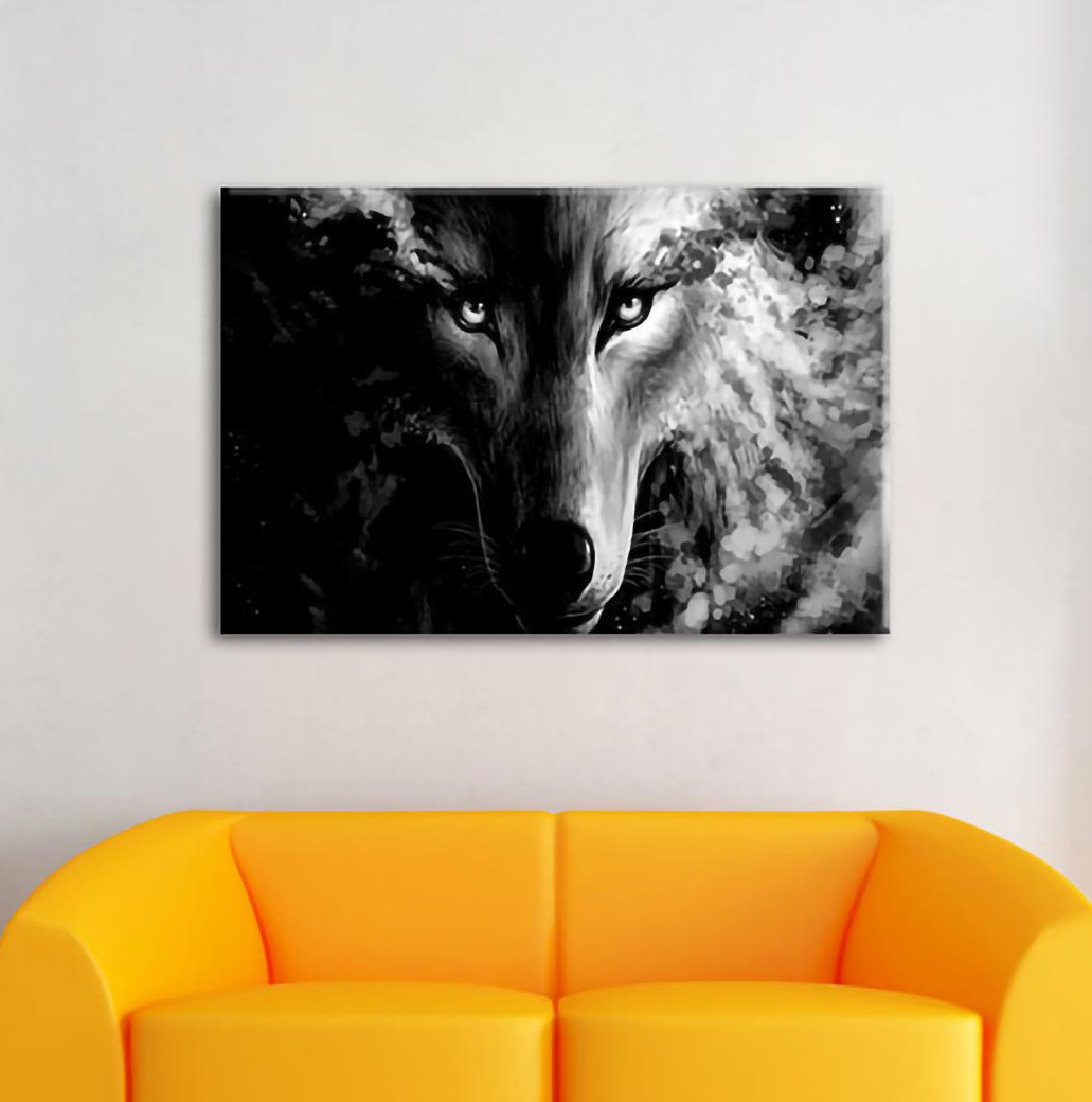 Leinwandbild Abstrakter Wolf mit rauchenden Augen