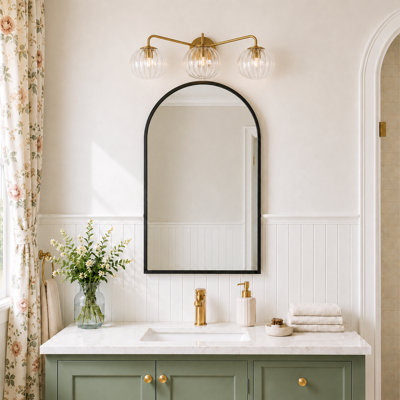 Ulah 3-Light Dimmable Metal Vanity Light with Glass Shades 