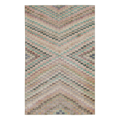 Rug & Kilim Rectangle 5'5''x8'7'' Wool Area Rug In Black;beige;gold;green