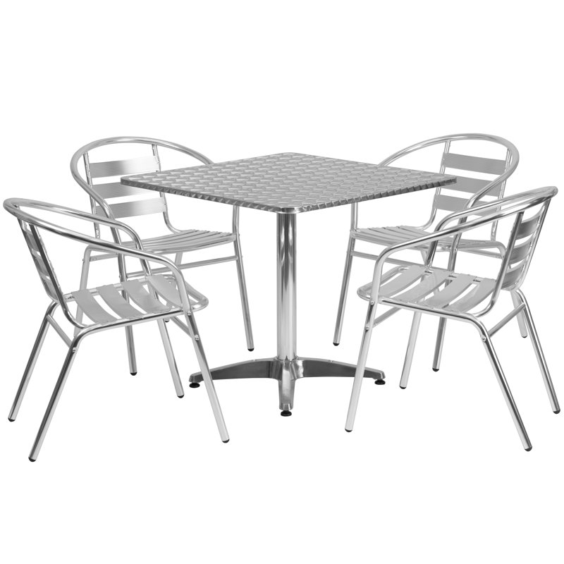 Ensemble de table de salle à manger Amadea, H 27,5 po x l 31,5 po x P 31,5 po, Argenté