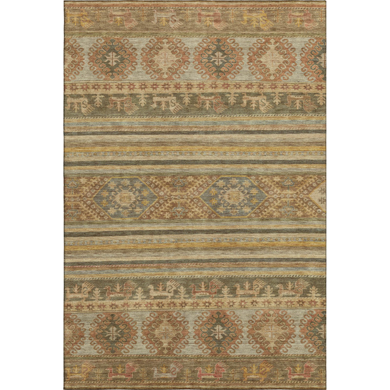 Premium Machine Washable Brennon AMF1626 Global Rug, Rectangle 10' x 14'