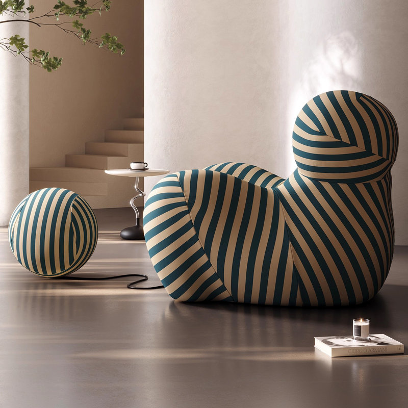 Cloud-Shaped Accent Chair with Ottoman - No Assembly Required, Aireal Upholstered for Modern Living