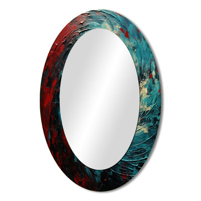 Red Blue Majestic Motion Spiral - Abstract Spirals Decorative Wall Mirror, Modern Large Mirror, Printed Metal Art