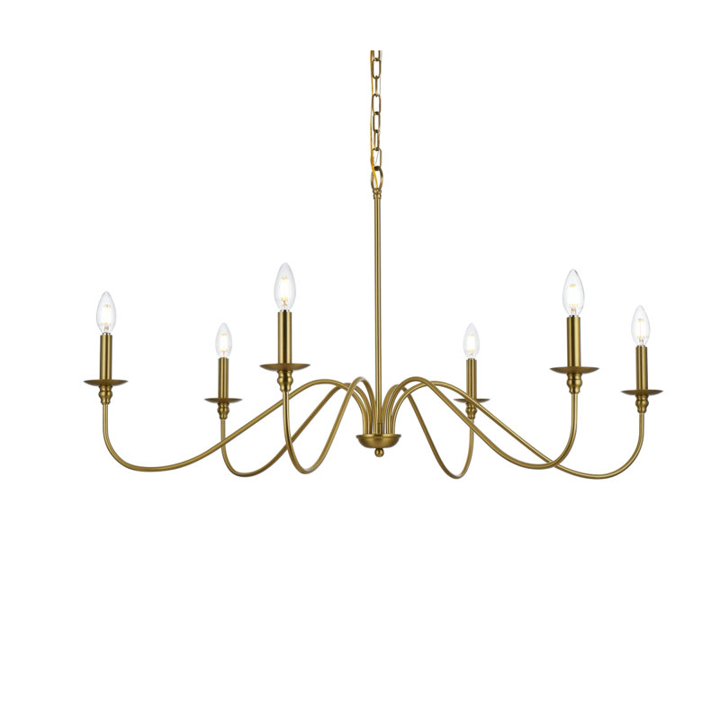 Sherree 6-Light Dimmable Chandelier, Satin Gold, 22" H x 42" W x 42" D