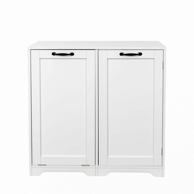 Armoire à linge avec portes et tablette, panier à linge inclinable