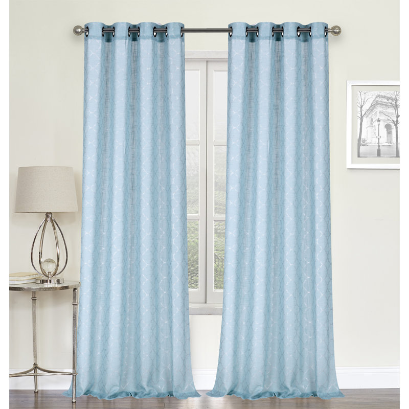 Dalaigh Semi Sheer Curtain Pair, Aqua