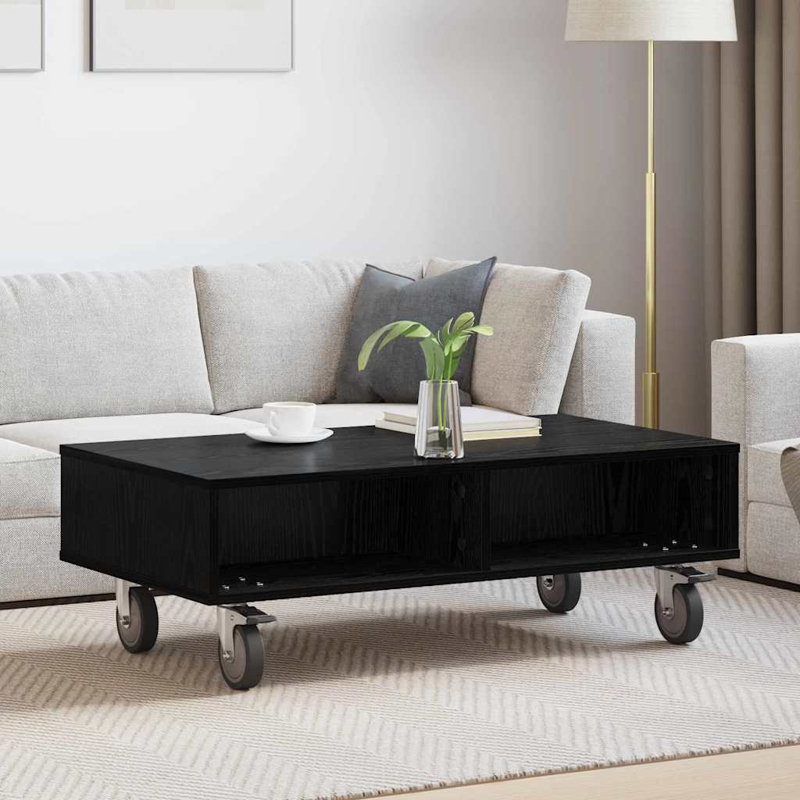 Coffee Table with Storage, Black Oak