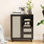 Buffet avec deux tiroirs et tablette réglable pour le salon, la cuisine ou le vestibule - Fonction de coulissement fluide, bois d'ingénierie noir, fabrication stable de 33,1 po de hauteur, 27,87 de largeur-131142524