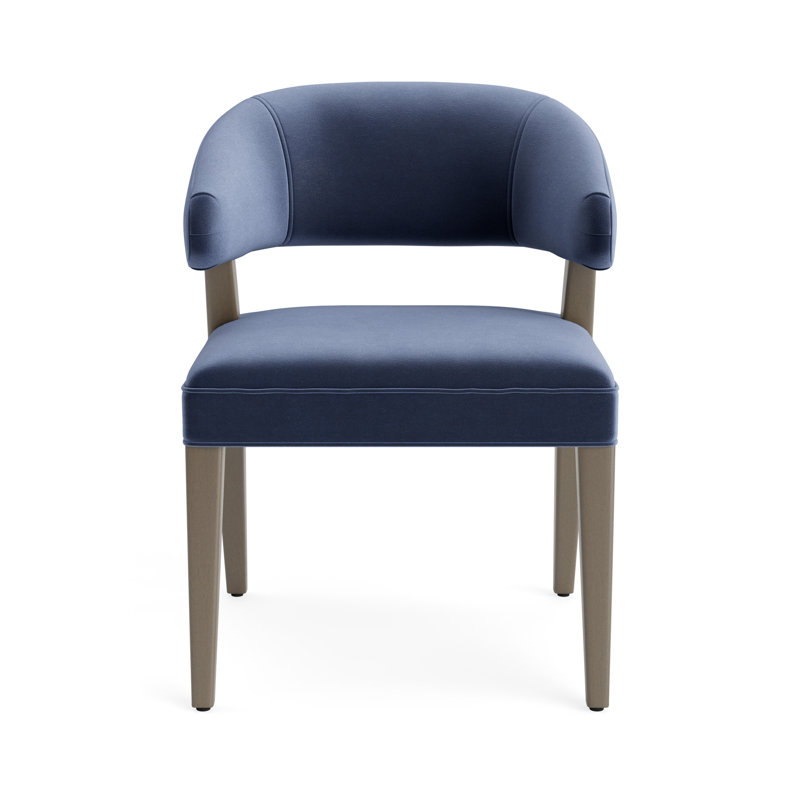 Keane Dining Chair, Performance Velvet - Indigo, Driftwood