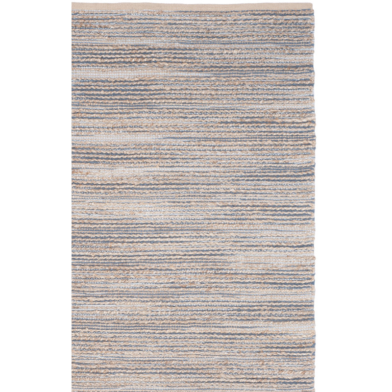 Tapis rayé bleu en jute et coton tissé à la main Adeyemi Cape Cod, Rectangle 5 pi x 8 pi