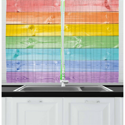 Striped Pointed Kitchen Curtain