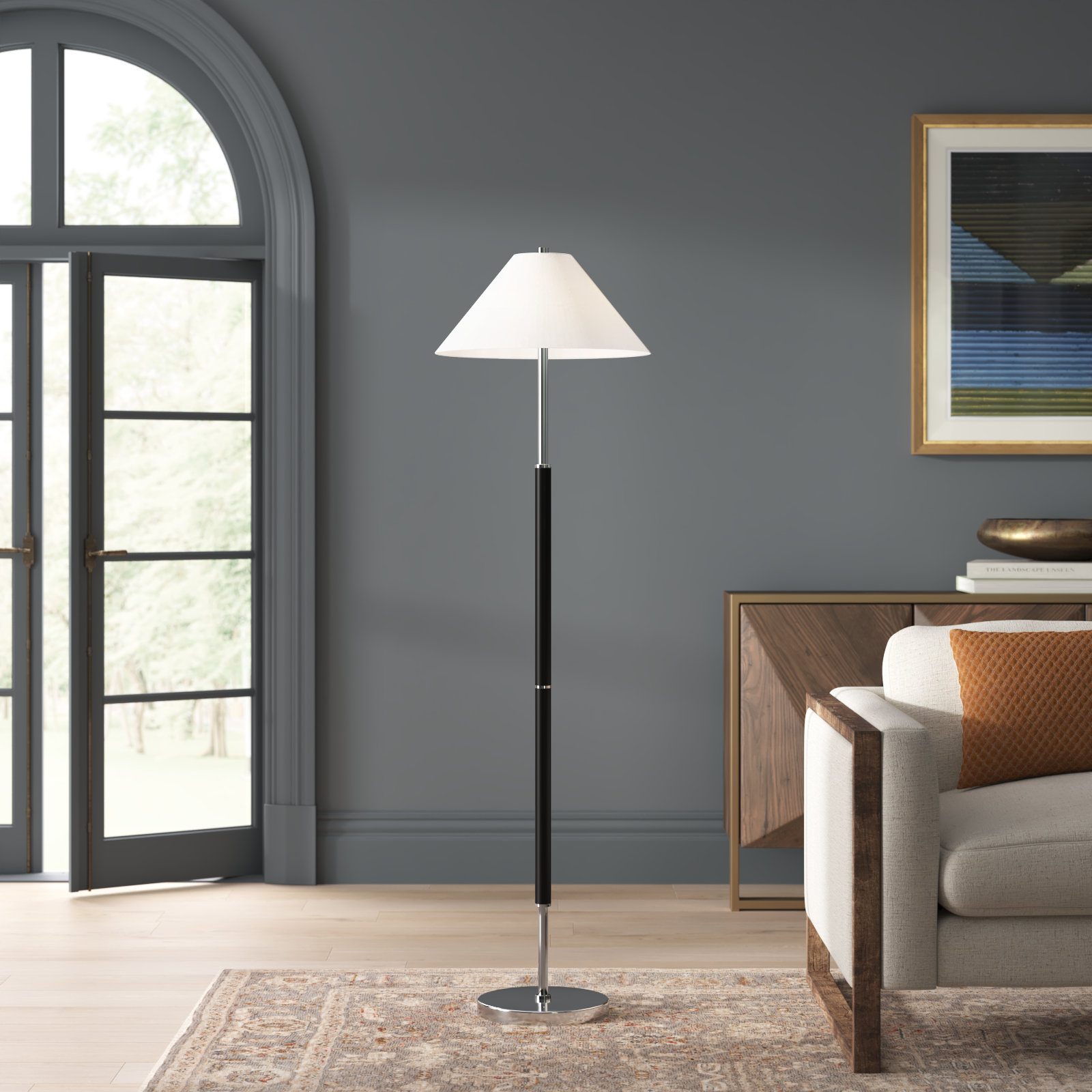 Vino 61.5'' Floor Lamp,  Matte Black/Polished Nickel