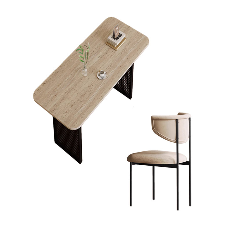 Pupitre beige avec pieds en métal noir, H 29,52 po x l 39,37 po x P 19,68 po