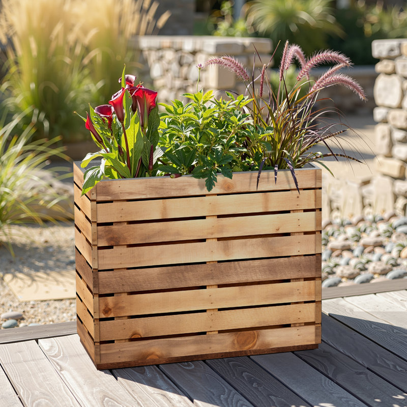 Large Rectangular Planter - Metal Rectangular Planter Box with Drainage Holes for Indoor and Outdoor Use