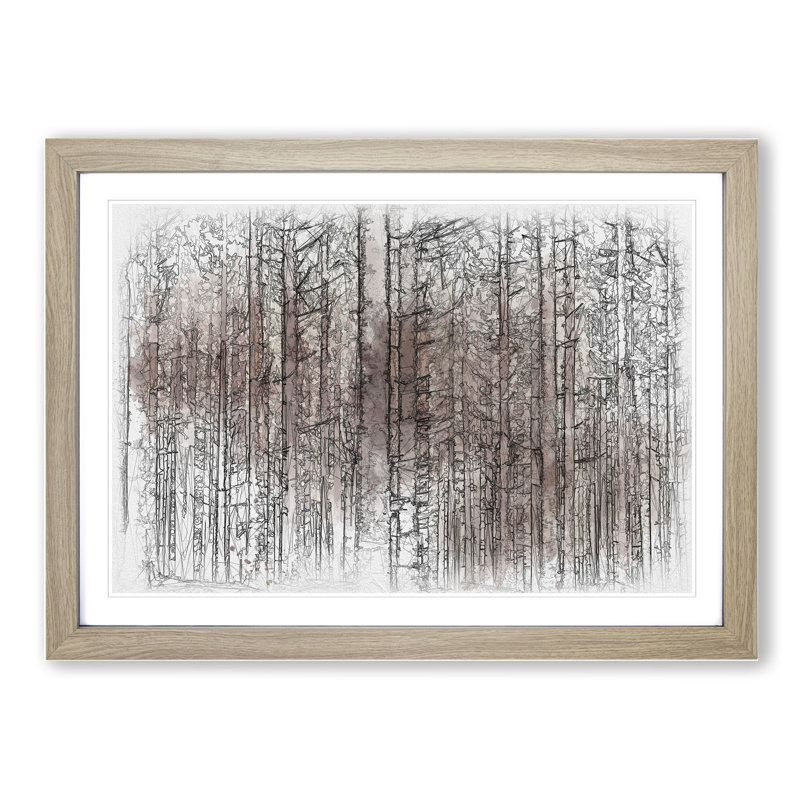 Autumn Forest Vol.7 Sketch - Picture Frame Graphic Art, Oak, 36cm H x 48cm W x 2cm D
