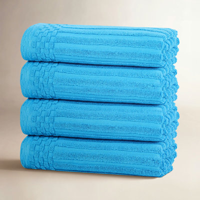 Checkered Border Cotton Hand Towel Set