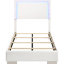 Lit à panneau simple avec éclairage blanc brillant, éclairage à DEL, détails à lattes et quatre blocs de support stables pour l'esthétique de la chambre à coucher, largeur de 41,7 pouces avec finition brillante, utilisation par les membres forts, longueur de 81 po-399813049