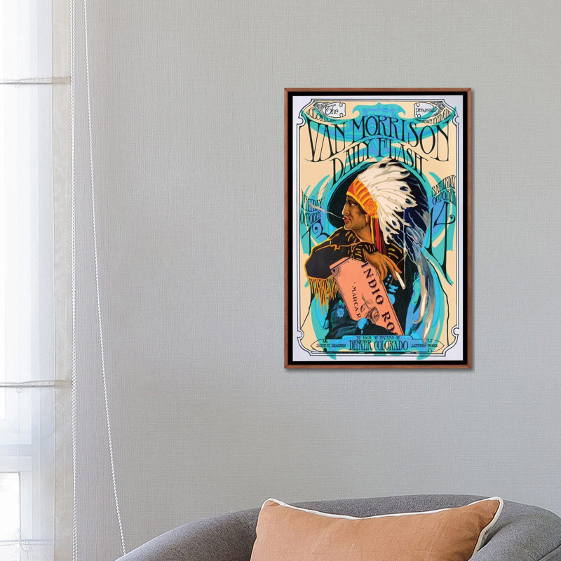 Van Morrison - publicité imprimée, H 26 po x l 18 po x 1,5 po, Toile avec cadre en bois classique, Aucun mat