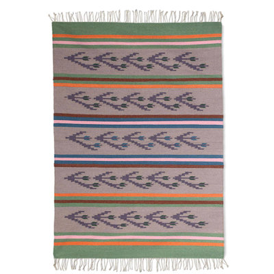 Tapis gris / mauve en laine Parkinson
