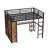 Queen Size Loft Bed Frame with Built-in Wardrobe, Metal Loft Bed with Desk and Storage Shelves, Woodgrain