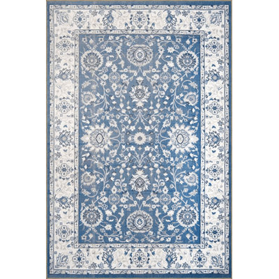 Blue Traditional Motif Floral Vintage Decorative Washable Rug