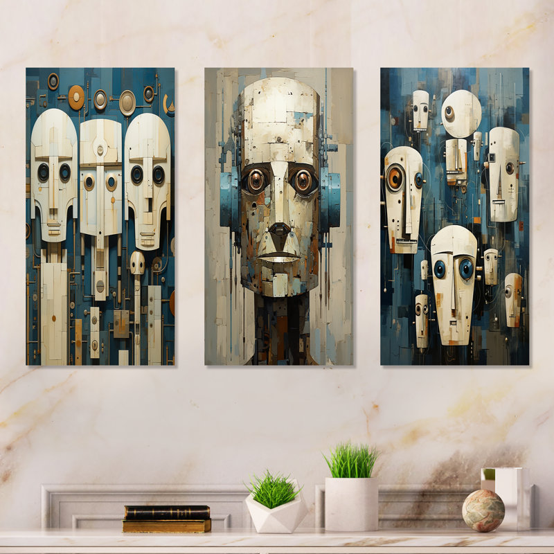 The Art Of Robotics - Robot Metal Wall Art Prints Set Of 3, 32" H x 48" W