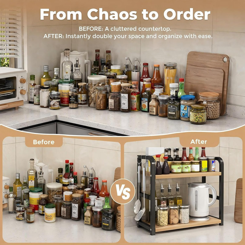 2-Tier Spice Rack Kitchen Countertop Organizer Shelf