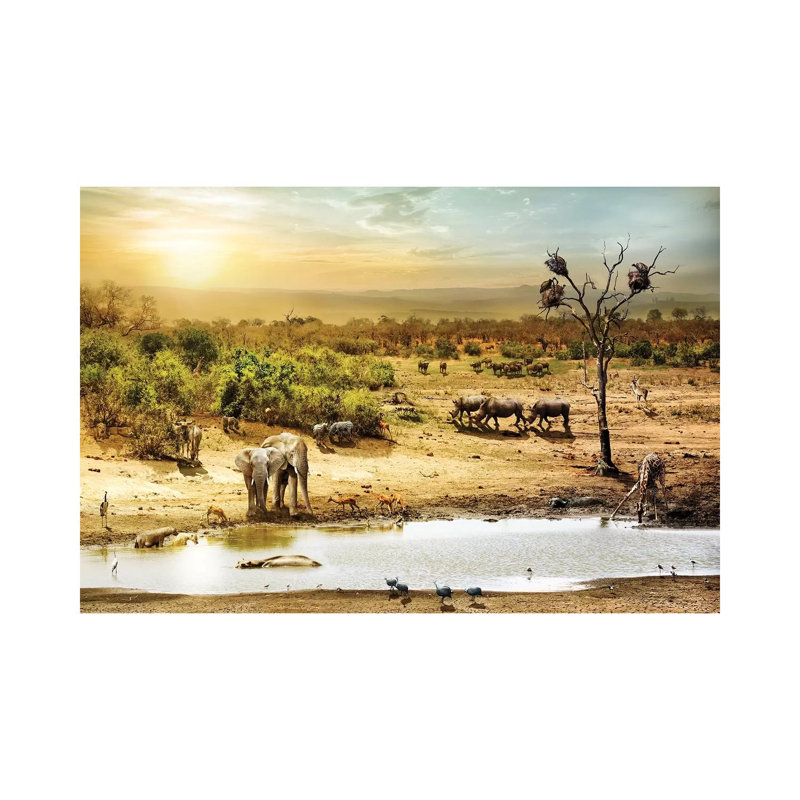 South African Safari Wildlife Fantasy Scene II by Susan Schmitz - Print on Canvas, Wrapped Canvas