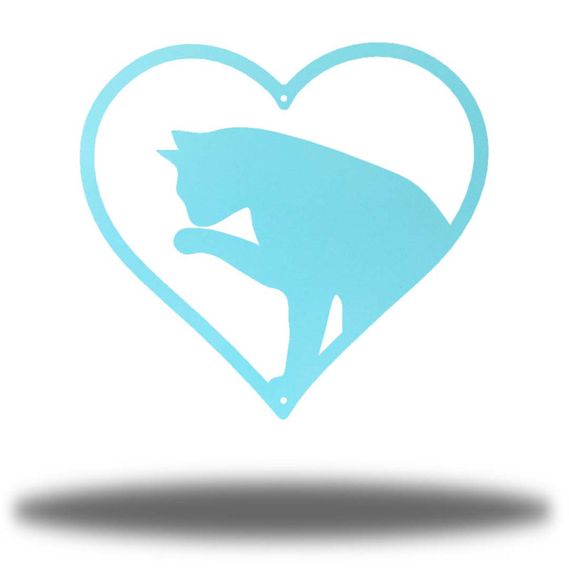 Décoration murale chat en métal, Argent, H 18 po x l 18 po x P 0,06 po