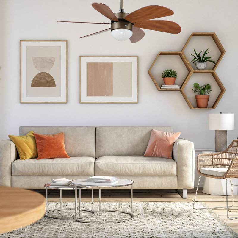 Ventilateur de plafond standard à DEL à 6 pales 38 pouces avec commande murale et ensemble d'éclairage inclus Minumus.