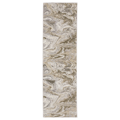 Tapis abstrait ivoire / brun clair Gwern