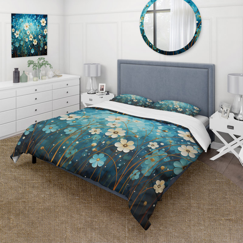 Ensemble de housse de couette en microfibre / polyester Turquoise Tranquility